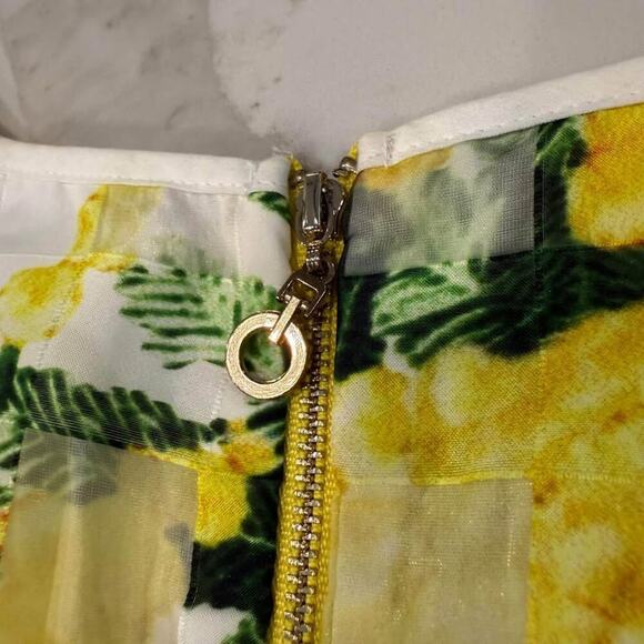 Holly Bracken Tropical Floral Sleeveless Midi Sheath Dress Women's Small Yellow - Picture 8 of 10